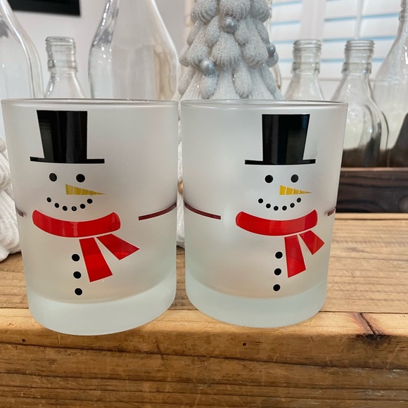 ALBERTO CULVER “CHRISTMAS TOP HAT SNOWMAN” OLD FASHION BAR GLASSES - Picture 2 of 7